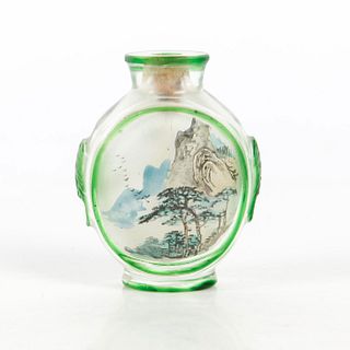VINTAGE JAPANESE SNUFF BOTTLE MOUNTAINS AND FLORA