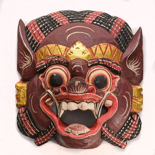 BALINESE WOODEN HAND CARVED AND PAINTED MASK