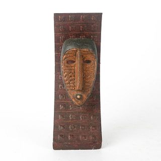 BRONZE TABLETOP CURVED DESIGN WITH TRIBAL MASK