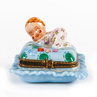 LIMOGES FRENCH LIDDED BONBONIERE BOX BABY FINIAL