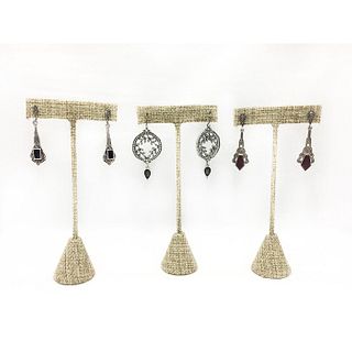 3 PAIRS OF SILVER MARCASITE EARRINGS