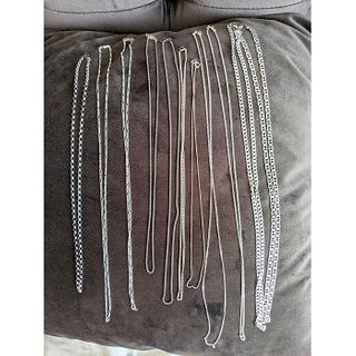 11 ITALIAN STERLING SILVER CHAIN NECKLACES