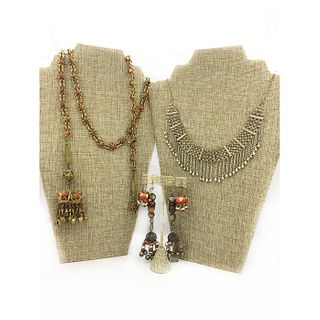 2 PAIRS INDIAN EARRINGS AND 2 NECKLACES