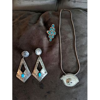 3 PIECES, NATIVE AMERICAN STERLING SILVER JEWELRY