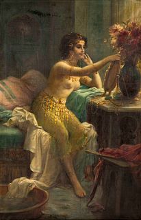Hans Zatzka 
(Austrian, 1859 - 1945)
Egyptian Girl at a Dressing Table