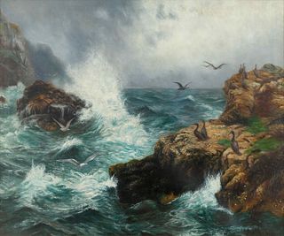 Peter Graham 
(Scottish, 1836-1921)
Cormorants of the Scottish Coast 