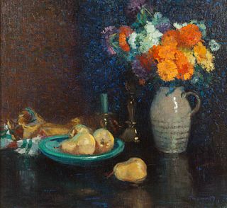 Frederick M. Grant
(American, 1886-1952)
Still Life with Flowers and Pears