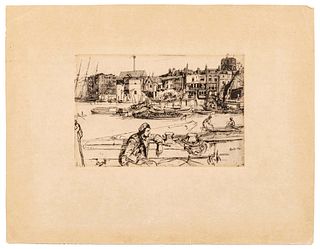 James Abbott McNeill Whistler
(American, 1834-1903) 
Black Lion Wharf, 1859