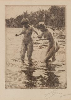 Anders Zorn
(Swedish, 1860-1920)
Against the Tide, 1910