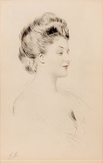 Paul Cesar Helleu
(French, 1859-1927)
A pair of prints (La femme dans le profil; Femme aux cheveux roux de profil)