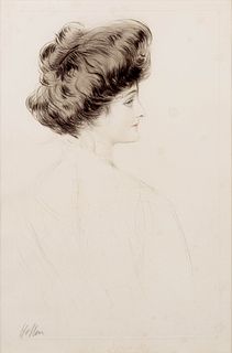 Paul Cesar Helleu
(French, 1859-1927)
A pair of prints (Madame de Saint-Sauveur, de profil; La femme au grand chapeau)