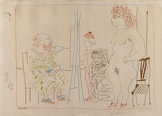Pablo Picasso
(Spanish, 1881-1973)
Le Modele et Deux Personnages, 1954
