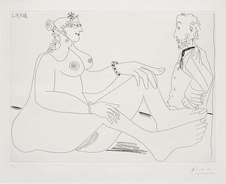 Pablo Picasso
(Spanish, 1881-1973)
Fille au Bracelet, avec Degas les Mains dans le Dos, from 156 Series, 1971