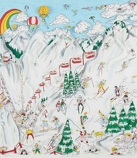 Charles Fazzino "Ski, Ski, Ski" Mixed Media Collage
