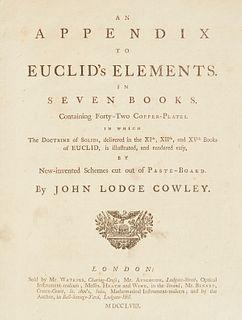 John Lodge Cowley "An Appendix to Euclid's Elements"