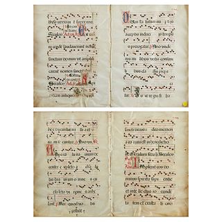 Late Medieval Illuminated Music Manuscript Page