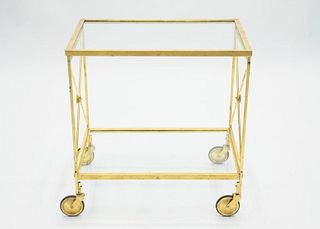 French Neoclassical Maison Jansen Gilded Iron Bar Cart, 1960s