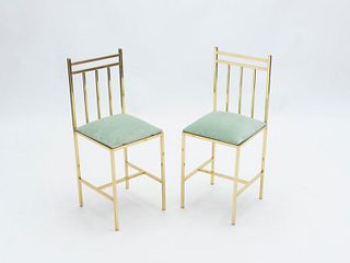 Rare Pair of Brass Child's Chairs Attributed to Marc Du Plantier, 1960s