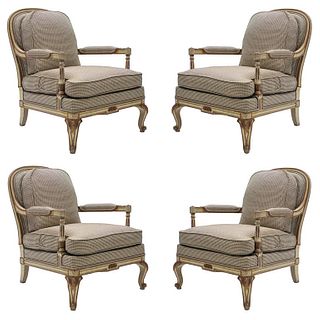 Rare Neoclassical Set of 4 Armchairs Signed by Maurice Hirsch, 1970s