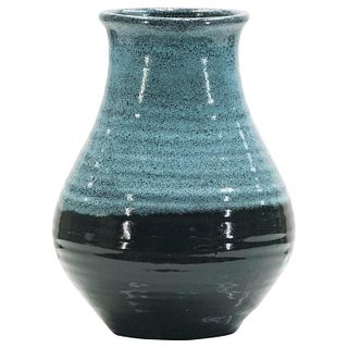 Midcentury French Accolay Pottery Turquoise Ceramic Vase, 1960s