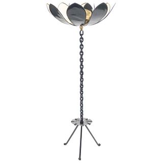 Signed Jacques Vidal French Midcentury Iron Gold Floor Lamp, 1967