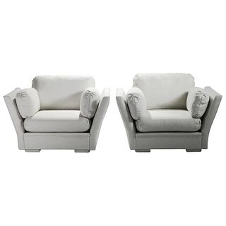 Pair of Large Hollywood Regency Maison Jansen Armchairs, 1960s