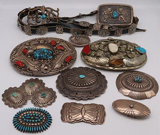 STERLING. Assorted Southwest Buckles and Belts.