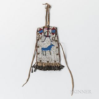 Plains Beaded Commercial Leather Effigy Pouch