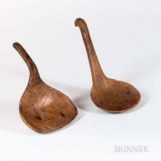 Two Woodlands Carved Wood Ladles