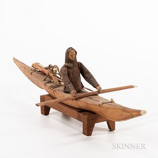 Model Eskimo Kayak with Figure