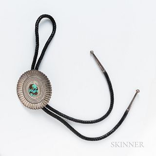 Navajo Silver and Turquoise Bolo Tie