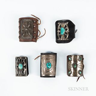 Five Navajo Silver and Turquoise Ketoh