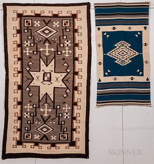 Navajo Regional Rug and Chimayo Woven Wool Blanket