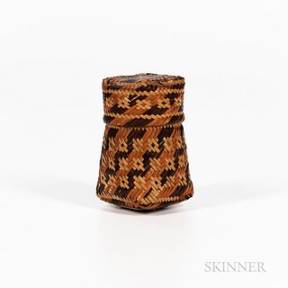 Miniature Southeast Double-weave Twill-plaited Lidded Basket