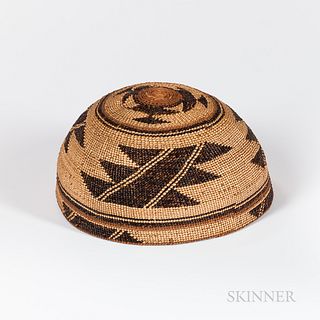 Northwest California Polychrome Basketry Hat