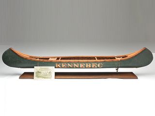 Extremely rare 63.5" long "incentive" model of a Kennebec "open gunwale" canoe, Waterville, Maine, circa 1910.