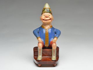 The only known billiken figure carved by Charles Perdew, Henry, Illinois, circa 1950.