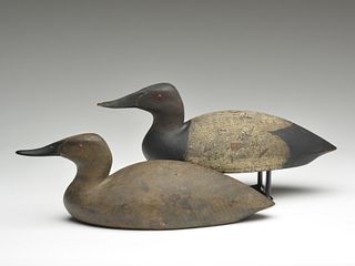 Pair of hollow carved canvasbacks from Ontario.