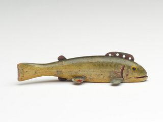 Rare bass fish decoy, Oscar Peterson, Cadillac, Michigan, 1st half 20th century.