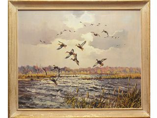 "Black ducks," an oil on canvas by Hugh Monahan (1914-1970).