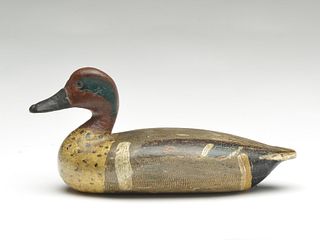 Rare and early greenwing teal drake, Richard Wilcoxen, Liverpool, Illinois, last quarter 19th century.