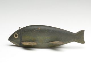 Bass fish decoy, Jim Kelson, (b. 1888), Clinton River, Michigan.