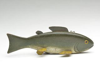 Large bass fish decoy, Abe DeHate, Mt. Clemens, Michigan, 1st half 20th century.