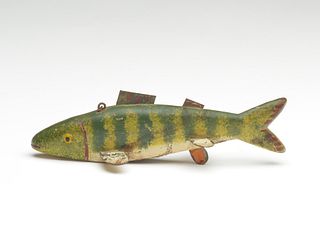 Perch fish decoy, Gordon Pecore Fox, Mt. Clemens, Michigan (b. 1914).