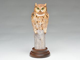 Owl on post, Ernie Muehlmatt.