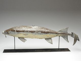 Sturgeon fish decoy with rubber fins.