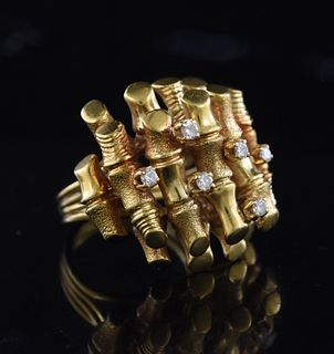 18K yellow gold Modernist design ring