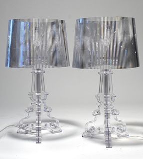 Pair of Kartell lucite lamps