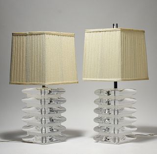 Pair of mid-century lucite table lamps