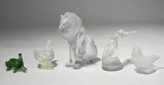 Five pieces of figural Lalique glass